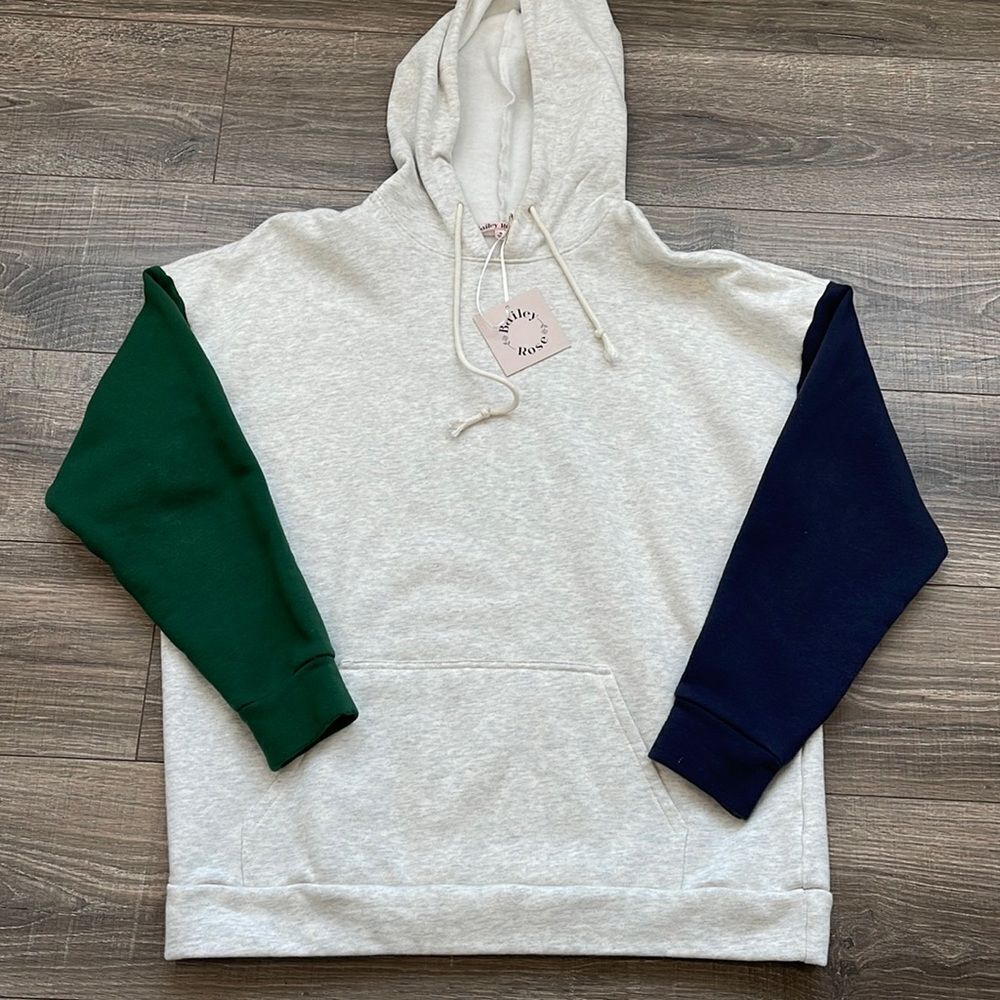 Bailey Rose Colorblock (Green/Blue) Hooded Pullover Size Medium